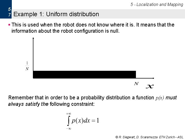 5 - Localization and Mapping 5 7 Example 1: Uniform distribution § This is