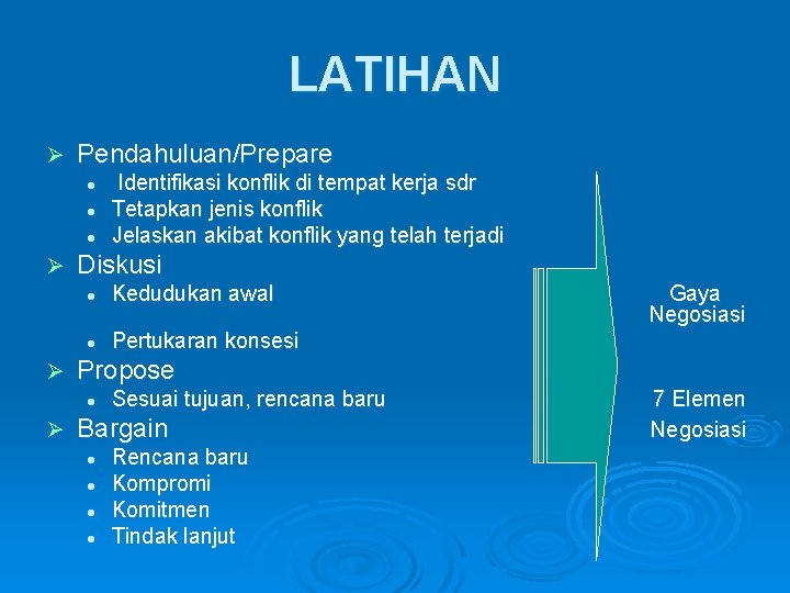 LATIHAN Ø Pendahuluan/Prepare l l l Ø Diskusi l l Ø Identifikasi konflik di