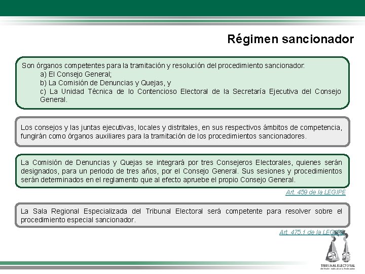 Régimen sancionador Son órganos competentes para la tramitación y resolución del procedimiento sancionador: a)