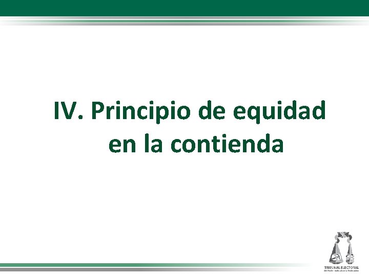 IV. Principio de equidad en la contienda 