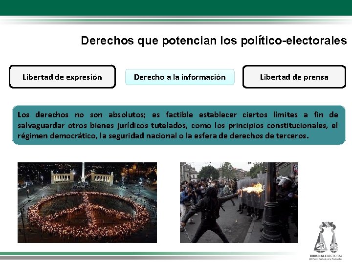 Derechos que potencian los político-electorales Libertad de expresión Derecho a la información Libertad de