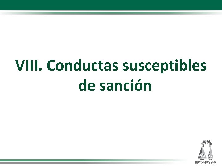 VIII. Conductas susceptibles de sanción 