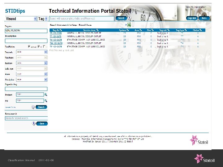 Classification: Internal 2011 -02 -06 