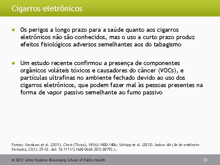 Cigarros eletrônicos Os perigos a longo prazo para a saúde quanto aos cigarros eletrônicos