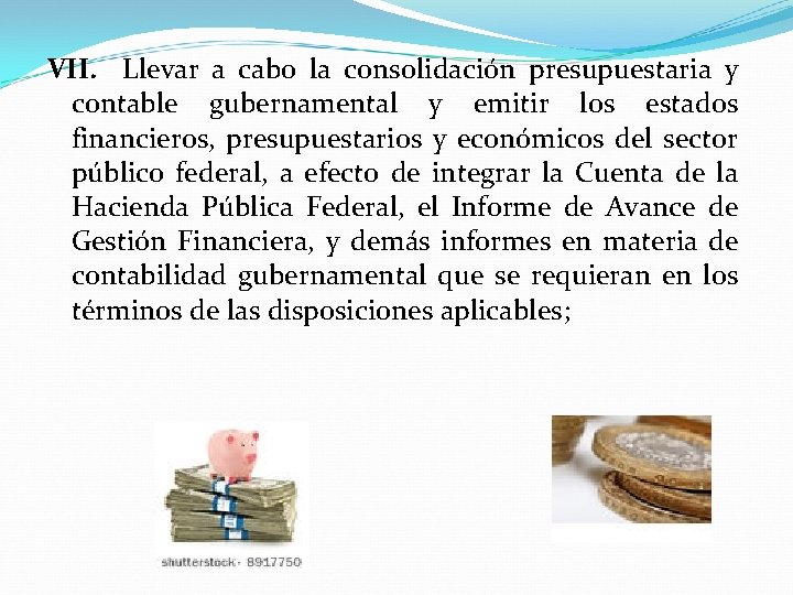 VII. Llevar a cabo la consolidación presupuestaria y contable gubernamental y emitir los estados