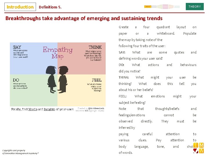 Introduction Definitions 5. THEORY Breakthroughs take advantage of emerging and sustaining trends Create a