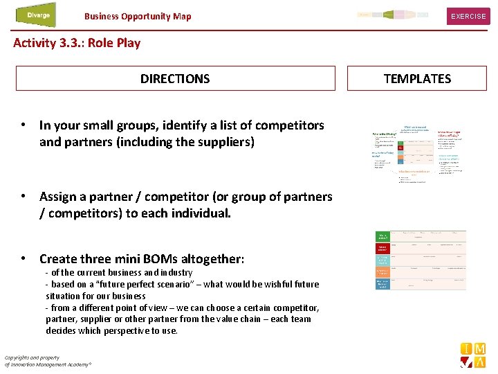 Business Opportunity Map EXERCISE Activity 3. 3. : Role Play DIRECTIONS • In your