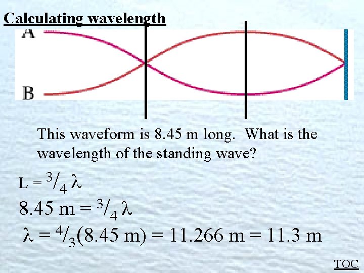 Calculating wavelength This waveform is 8. 45 m long. What is the wavelength of