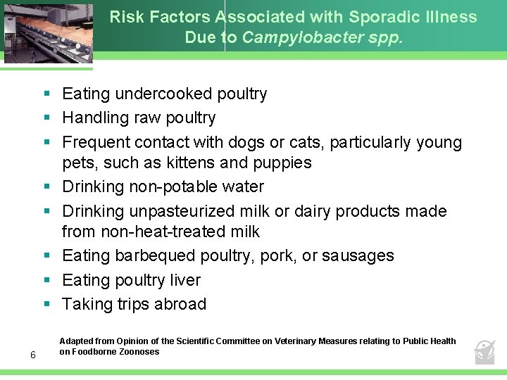 Risk Factors Associated with Sporadic Illness Due to Campylobacter spp. § Eating undercooked poultry