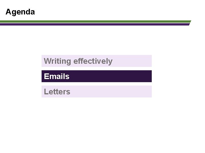 Agenda Writing effectively Emails Letters 