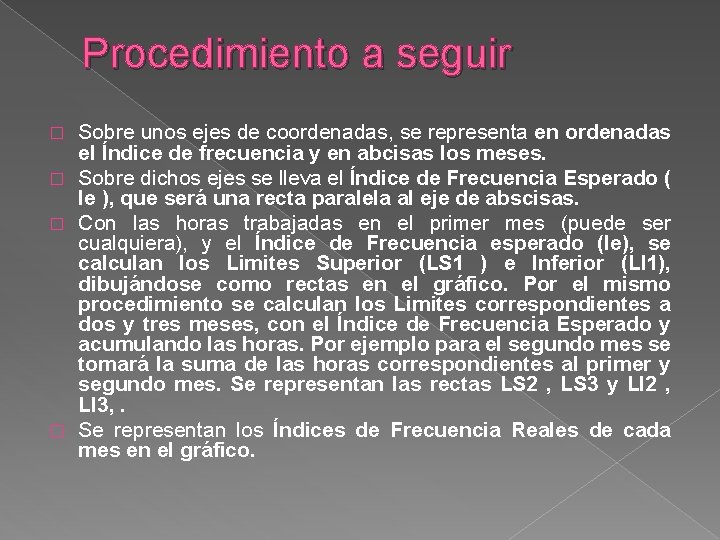 Procedimiento a seguir Sobre unos ejes de coordenadas, se representa en ordenadas el Índice