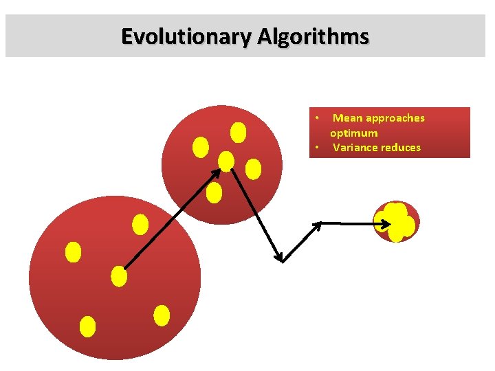 Evolutionary Algorithms Mean approaches optimum • Variance reduces • 