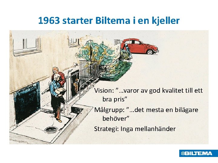 1963 starter Biltema i en kjeller Vision: ”…varor av god kvalitet till ett bra