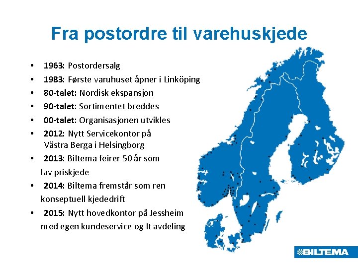 Fra postordre til varehuskjede 1963: Postordersalg 1983: Første varuhuset åpner i Linköping 80 -talet: