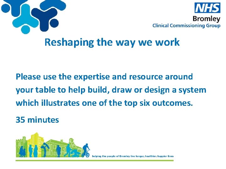 Reshaping the way we work Please use the expertise and resource around your table