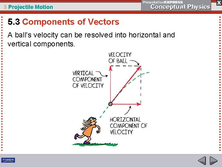 5 Projectile Motion 5. 3 Components of Vectors A ball’s velocity can be resolved