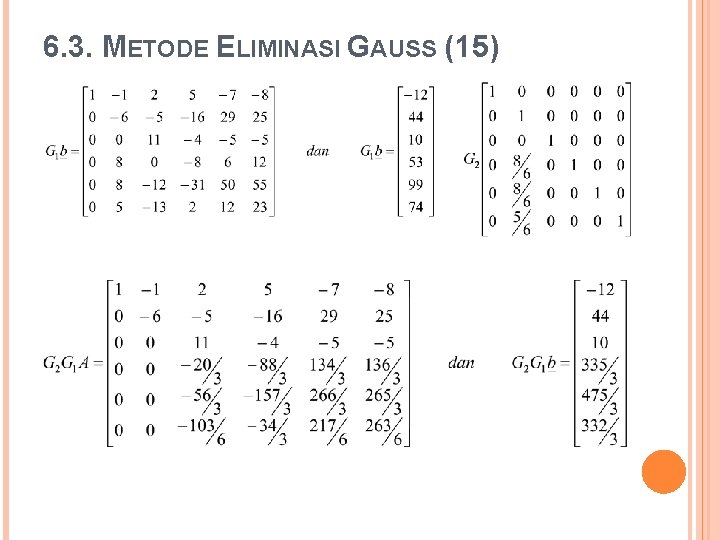 6. 3. METODE ELIMINASI GAUSS (15) 