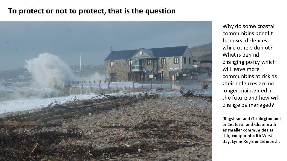 To protect or not to protect, that is the question Why do some coastal