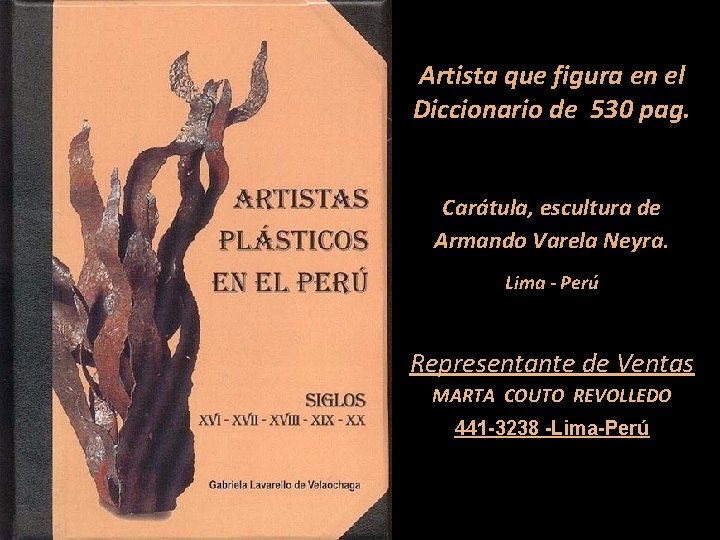 Artista que figura en el Diccionario de 530 pag. Carátula, escultura de Armando Varela