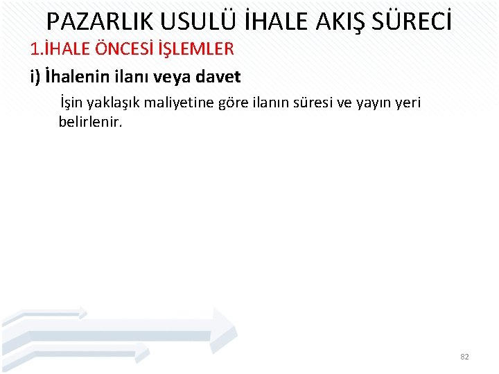 PAZARLIK USULÜ İHALE AKIŞ SÜRECİ 1. İHALE ÖNCESİ İŞLEMLER i) İhalenin ilanı veya davet