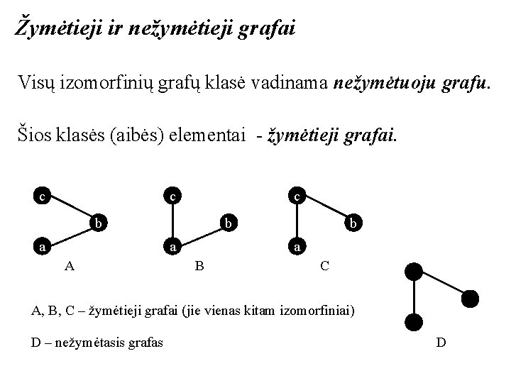 Žymėtieji ir nežymėtieji grafai Visų izomorfinių grafų klasė vadinama nežymėtuoju grafu. Šios klasės (aibės)