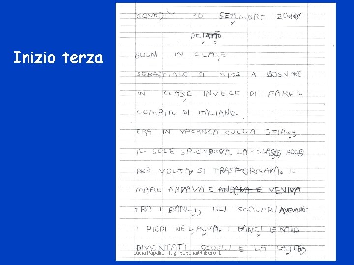 Inizio terza Lucia Papalia - lugr. papalia@libero. it 