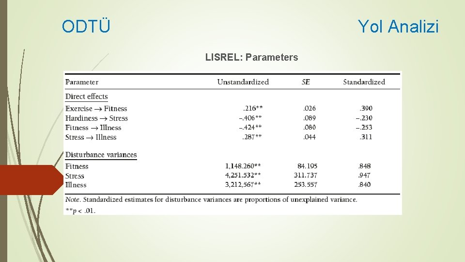 ODTÜ Yol Analizi LISREL: Parameters 