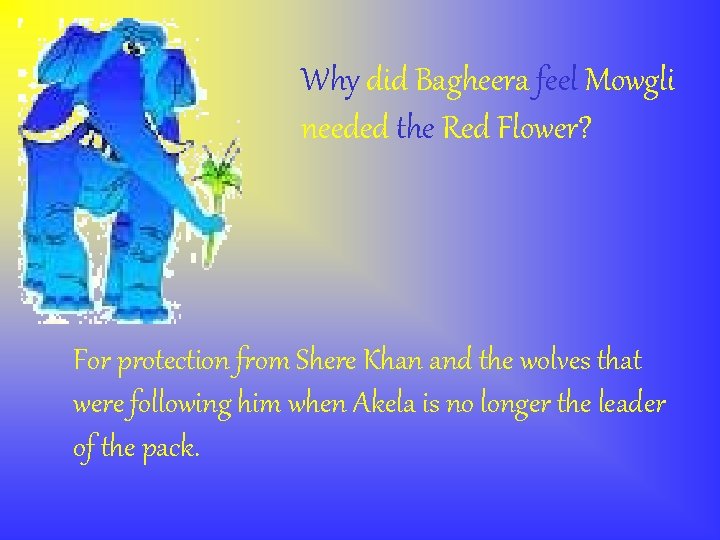 Why did Bagheera feel Mowgli needed the Red Flower? For protection from Shere Khan