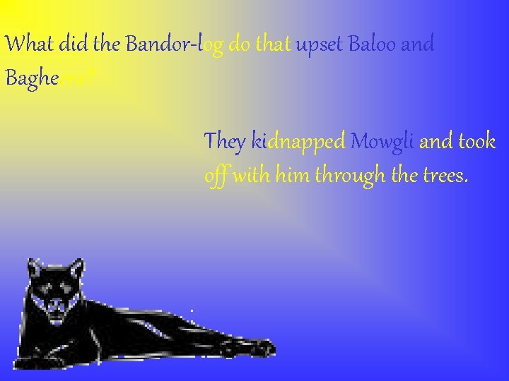 What did the Bandor-log do that upset Baloo and Bagheera? They kidnapped Mowgli and