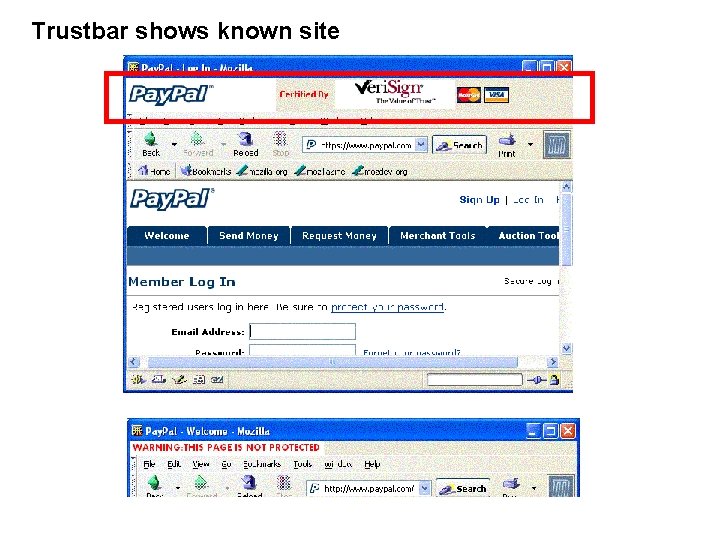 Trustbar shows known site 