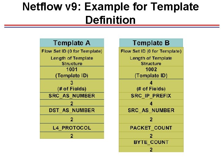 Netflow v 9: Example for Template Definition 