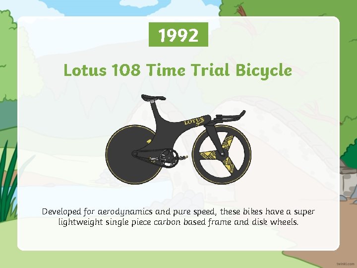 1992 Lotus 108 Time Trial Bicycle Developed for aerodynamics and pure speed, these bikes