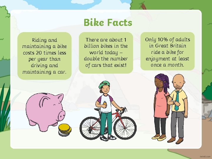Bike Facts Riding and maintaining a bike costs 20 times less per year than