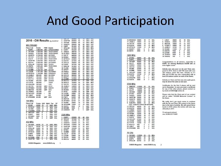 And Good Participation 