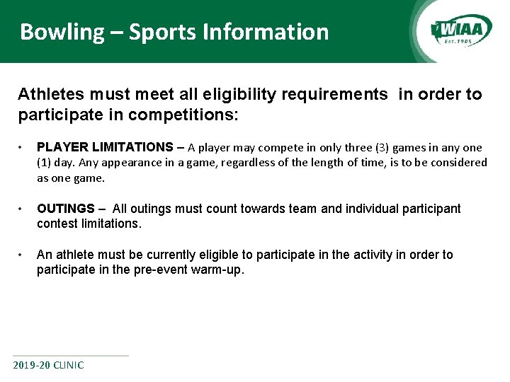 Bowling – Sports Information Athletes must meet all eligibility requirements in order to participate