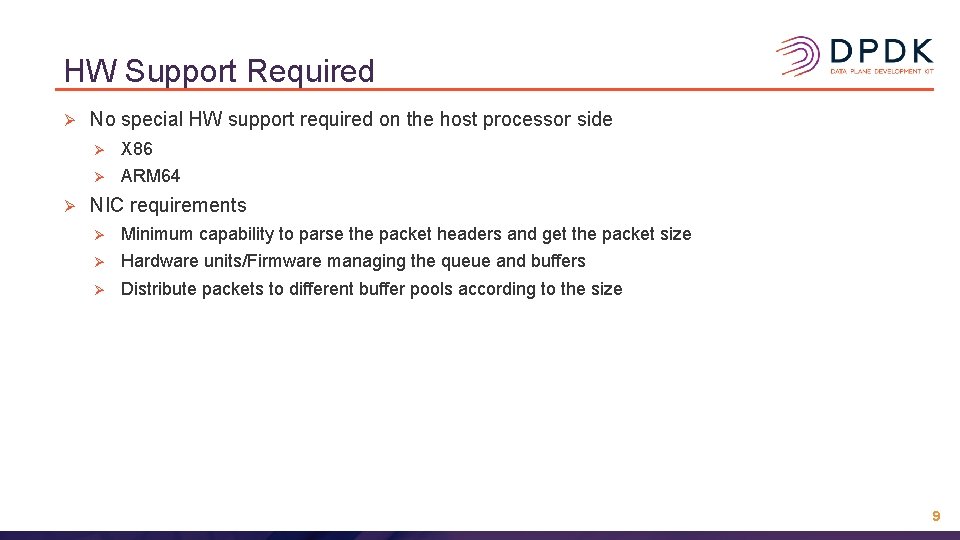HW Support Required Ø Ø No special HW support required on the host processor