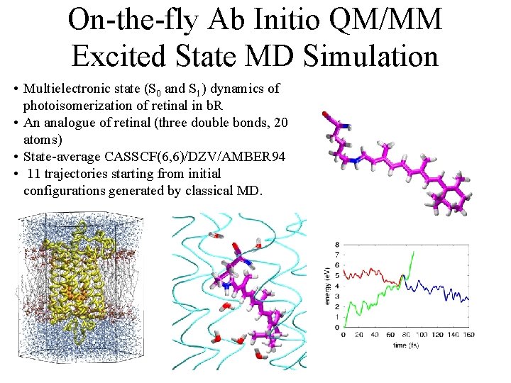 On-the-fly Ab Initio QM/MM Excited State MD Simulation • Multielectronic state (S 0 and