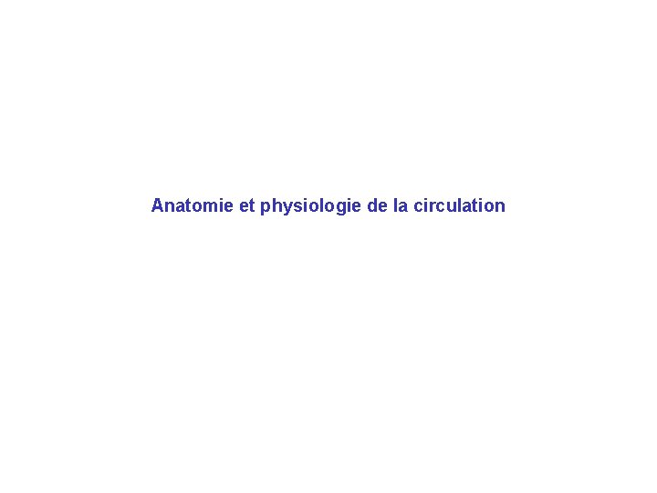 Anatomie et physiologie de la circulation 