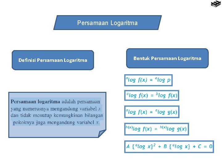 Persamaan Logaritma Definisi Persamaan Logaritma Bentuk Persamaan Logaritma 