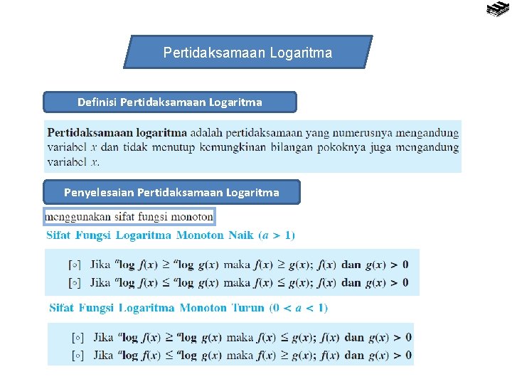 Pertidaksamaan Logaritma Definisi Pertidaksamaan Logaritma Penyelesaian Pertidaksamaan Logaritma 