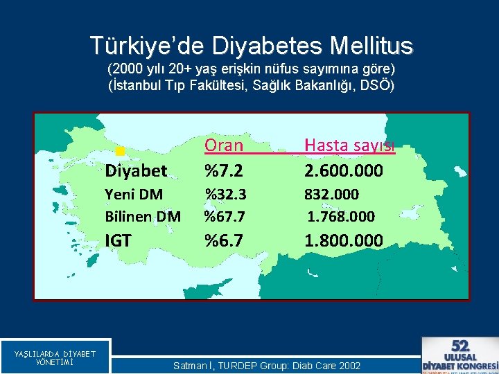 Türkiye’de Diyabetes Mellitus (2000 yılı 20+ yaş erişkin nüfus sayımına göre) (İstanbul Tıp Fakültesi,