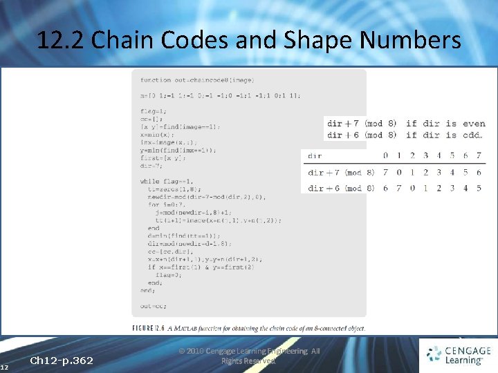 12. 2 Chain Codes and Shape Numbers 12 Ch 12 -p. 362 © 2010