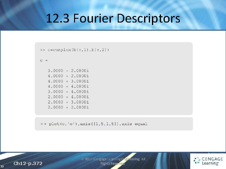 12. 3 Fourier Descriptors 33 Ch 12 -p. 372 © 2010 Cengage Learning Engineering.