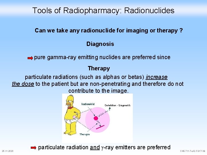 Tools of Radiopharmacy: Radionuclides Can we take any radionuclide for imaging or therapy ?