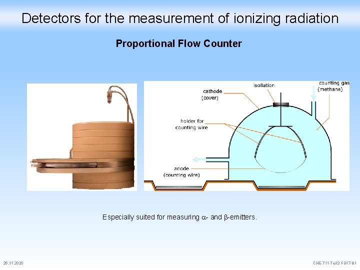 Detectors for the measurement of ionizing radiation Proportional Flow Counter Especially suited for measuring