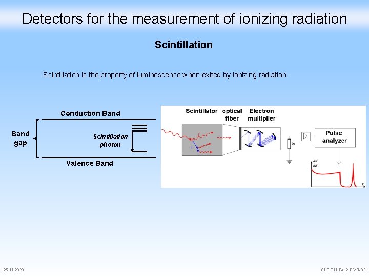 Detectors for the measurement of ionizing radiation Scintillation is the property of luminescence when