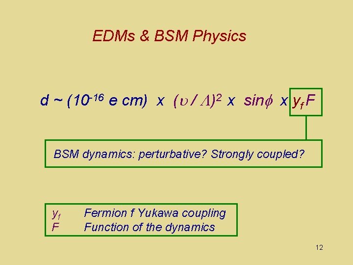 EDMs & BSM Physics d ~ (10 -16 e cm) x (u / )2