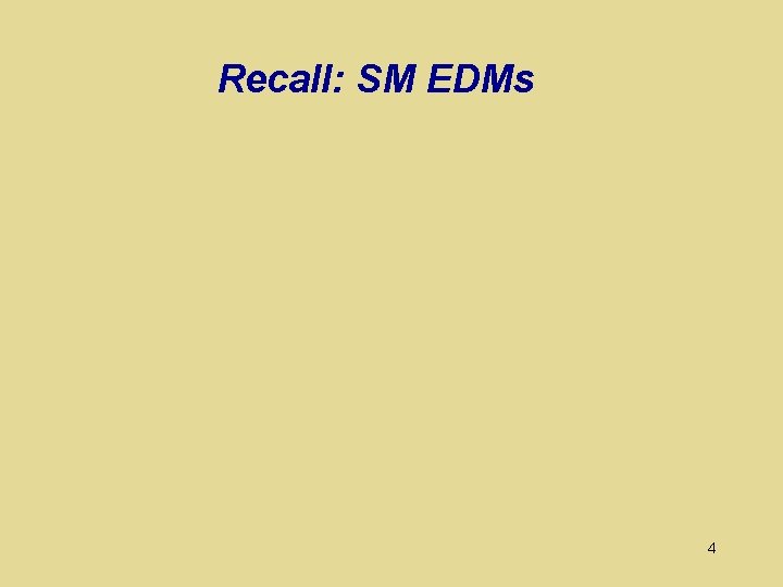 Recall: SM EDMs 4 