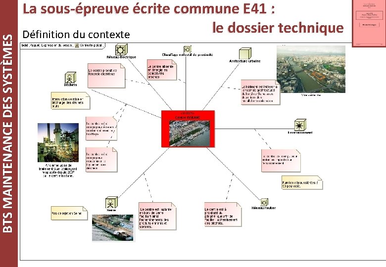 BTS MAINTENANCE DES SYSTÈMES La sous-épreuve écrite commune E 41 : le dossier technique BTS MAINTENANCE DES SYSTÈMES La sous-épreuve écrite commune E 41 : le dossier technique