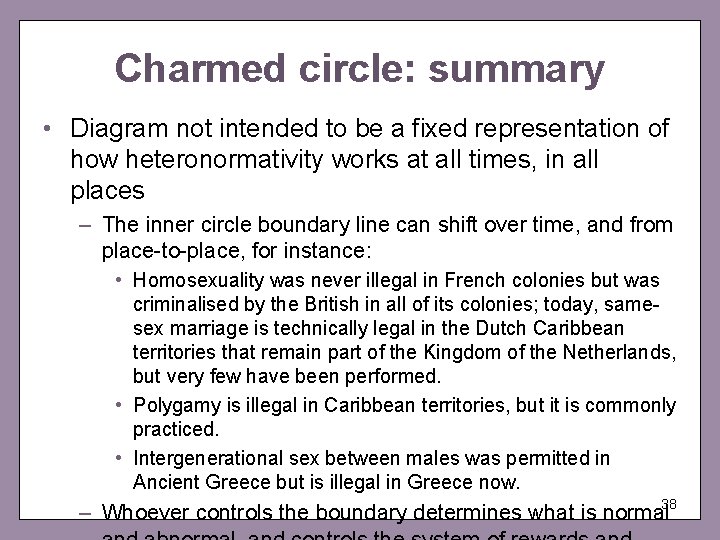 Charmed circle: summary • Diagram not intended to be a fixed representation of how